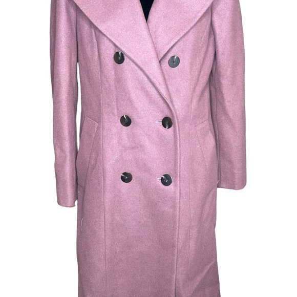 Kenneth Cole Jacket Womens 10 Pink Wool Blend Trench Double Breasted Coat - Picture 5 of 16